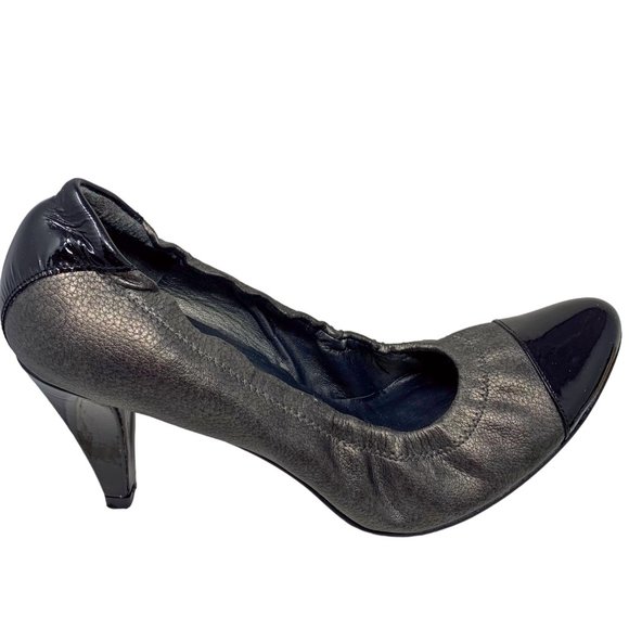 STUART‎ WEITZMAN Pewter leather Cap Toe Ballet Styled Pumps - Picture 2 of 12